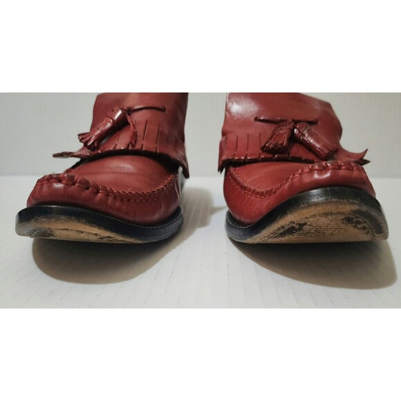 Calzature Celini Italy Mens Leather Loafers Red Tassels Slip-On Shoes IT39/EU 40 - Picture 7 of 13